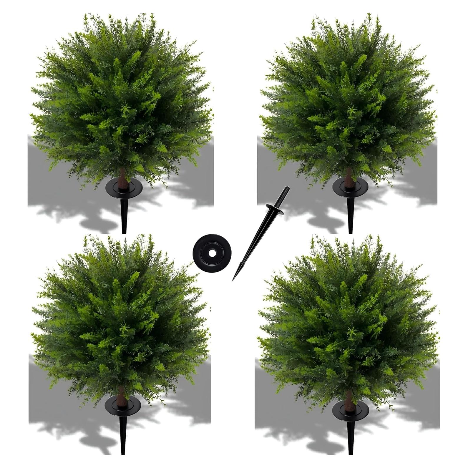 Juego de 4 Árboles de Topiario Artificial NSOPB 62 cm Verde