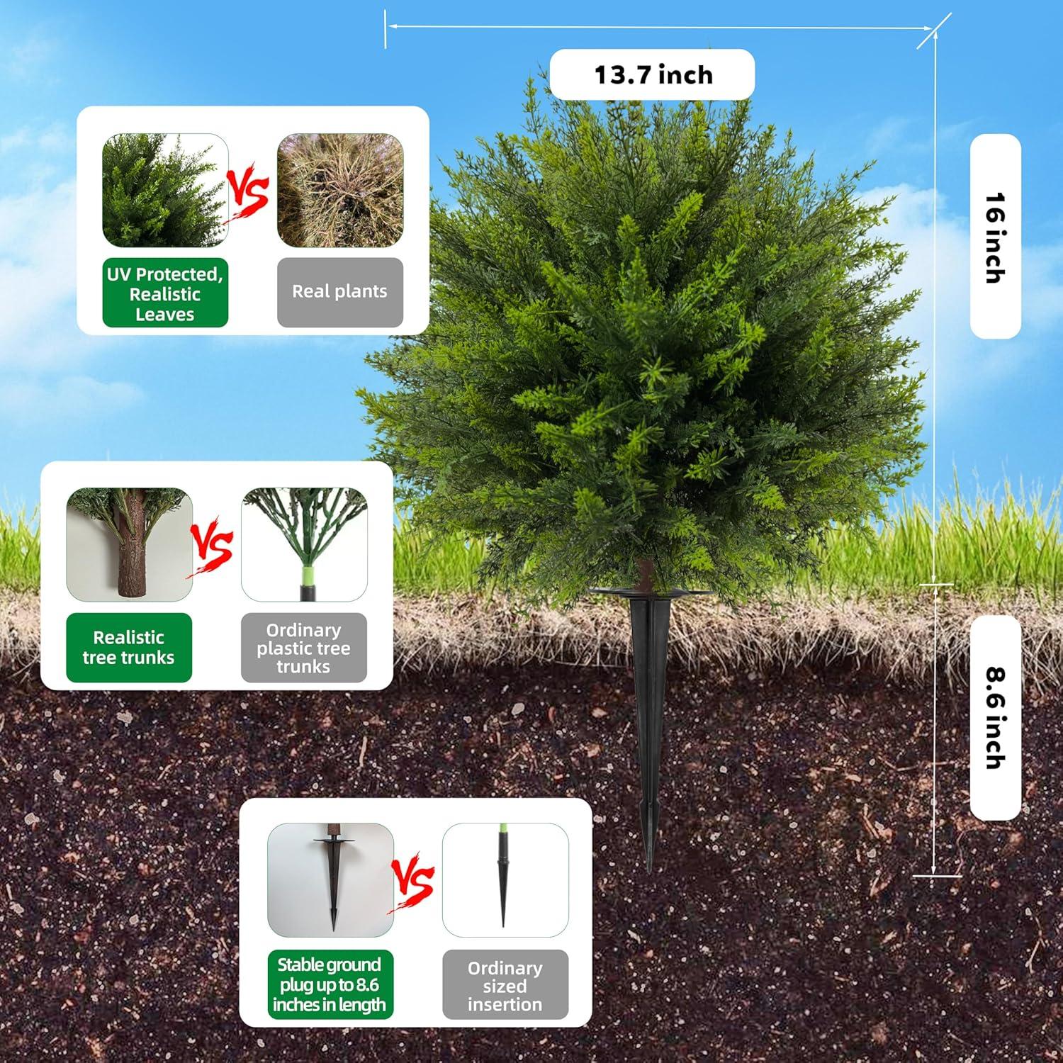 Juego de 4 Árboles de Topiario Artificial NSOPB 62 cm Verde