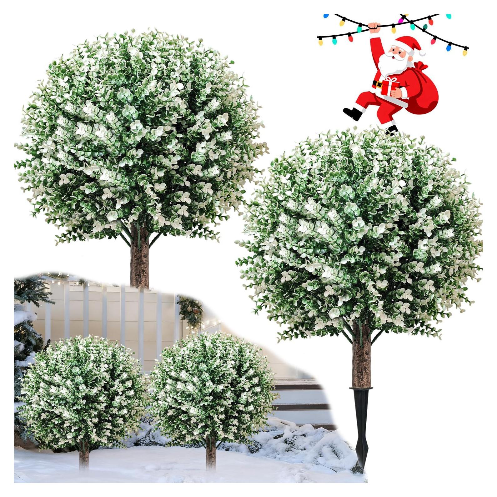 Paquete de 2 Árboles de Topiario Artificial YUGYUM Blancos 91.44 cm