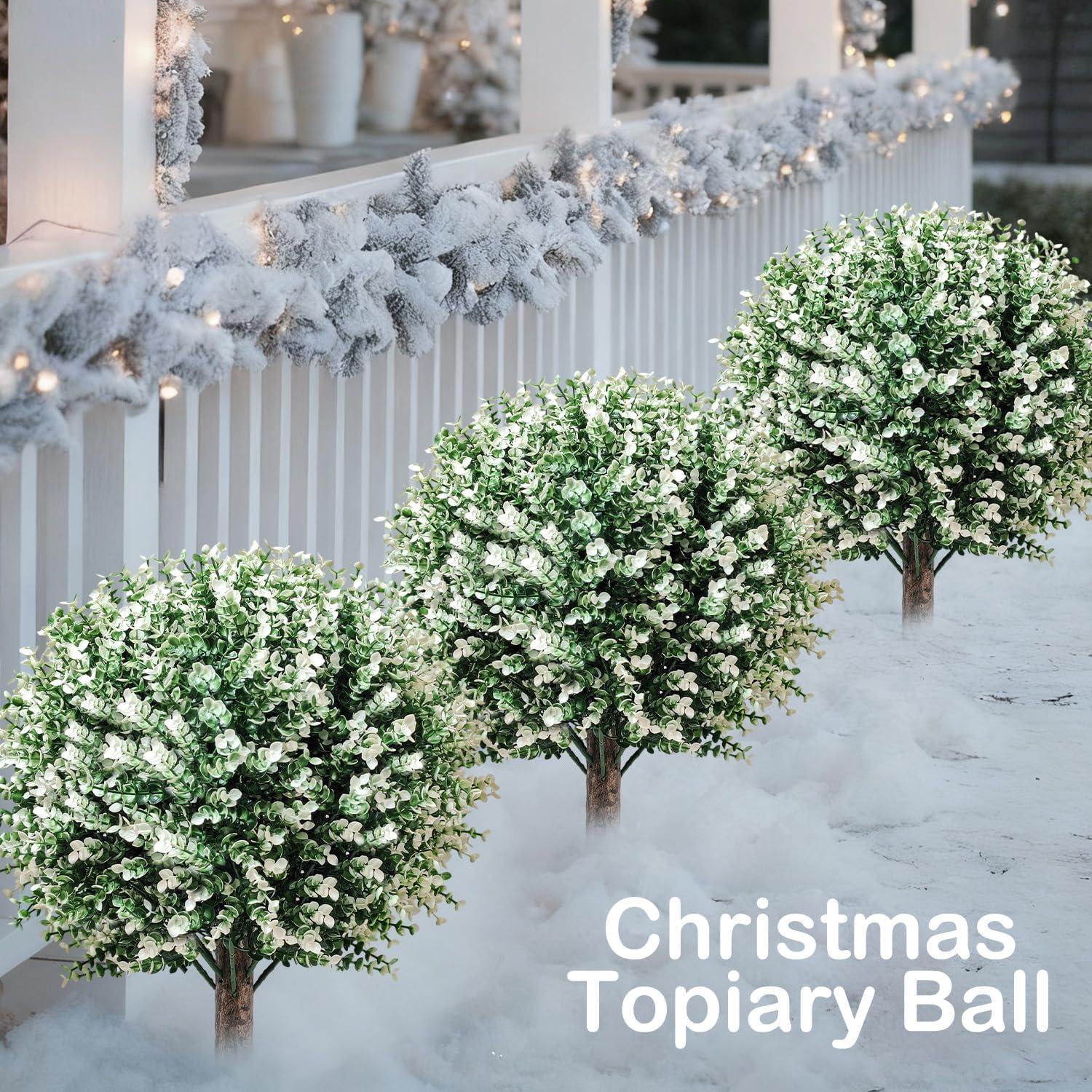 Paquete de 2 Árboles de Topiario Artificial YUGYUM Blancos 91.44 cm