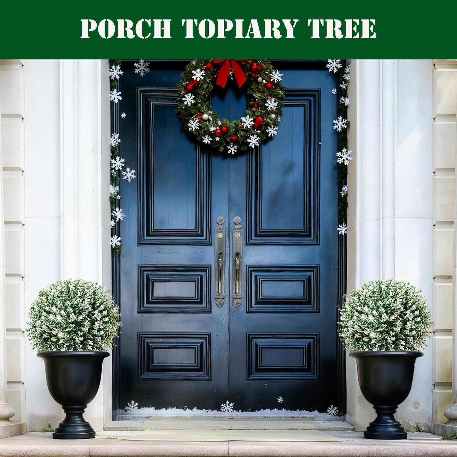 Paquete de 2 Árboles de Topiario Artificial YUGYUM Blancos 91.44 cm