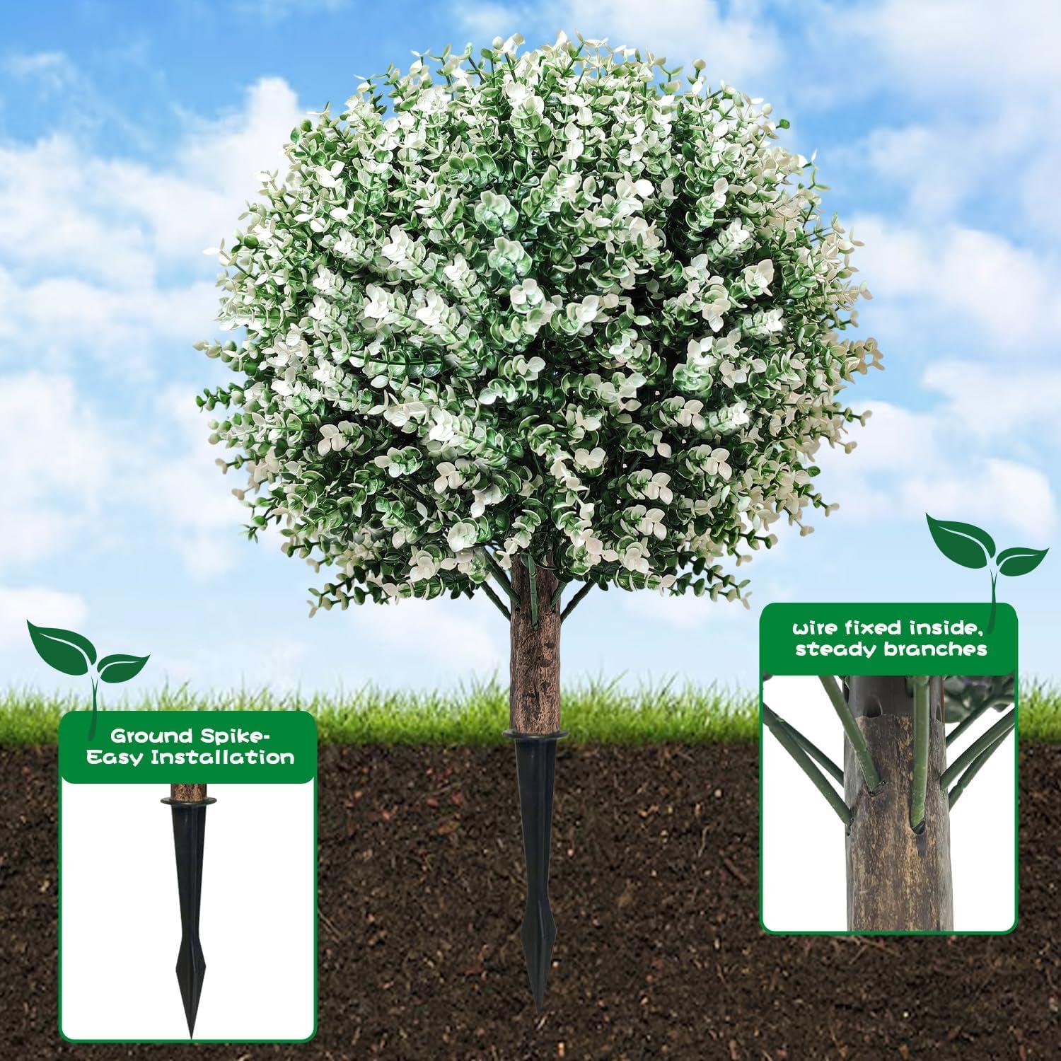 Paquete de 2 Árboles de Topiario Artificial YUGYUM Blancos 91.44 cm