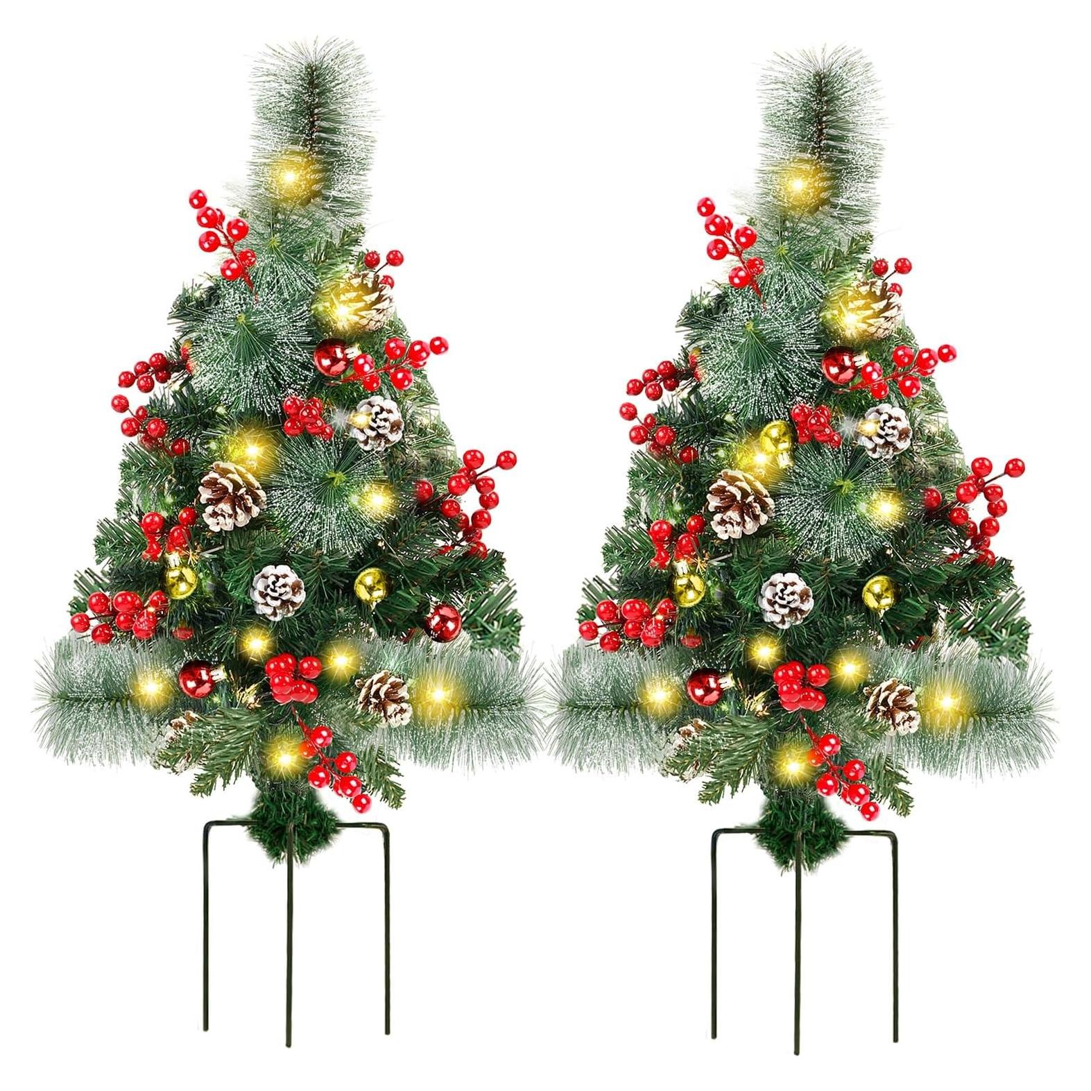 Juegoal 2 Árboles de Navidad Preiluminados 76 cm con 60 Luces LED