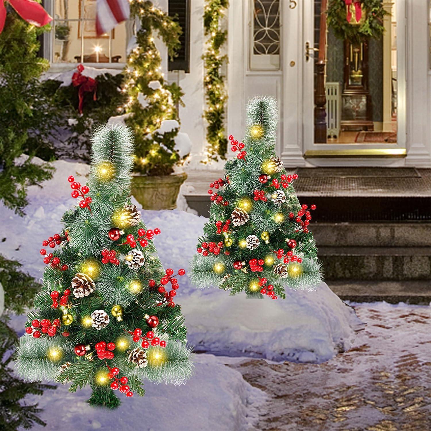 Juegoal 2 Árboles de Navidad Preiluminados 76 cm con 60 Luces LED