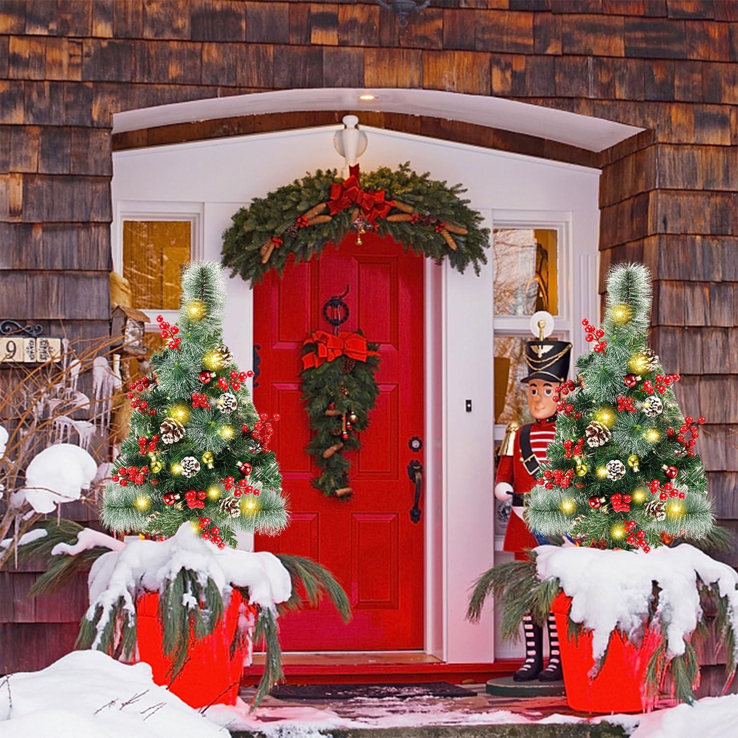 Juegoal 2 Árboles de Navidad Preiluminados 76 cm con 60 Luces LED