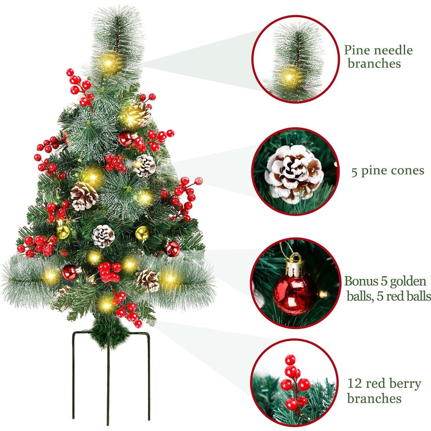 Juegoal 2 Árboles de Navidad Preiluminados 76 cm con 60 Luces LED
