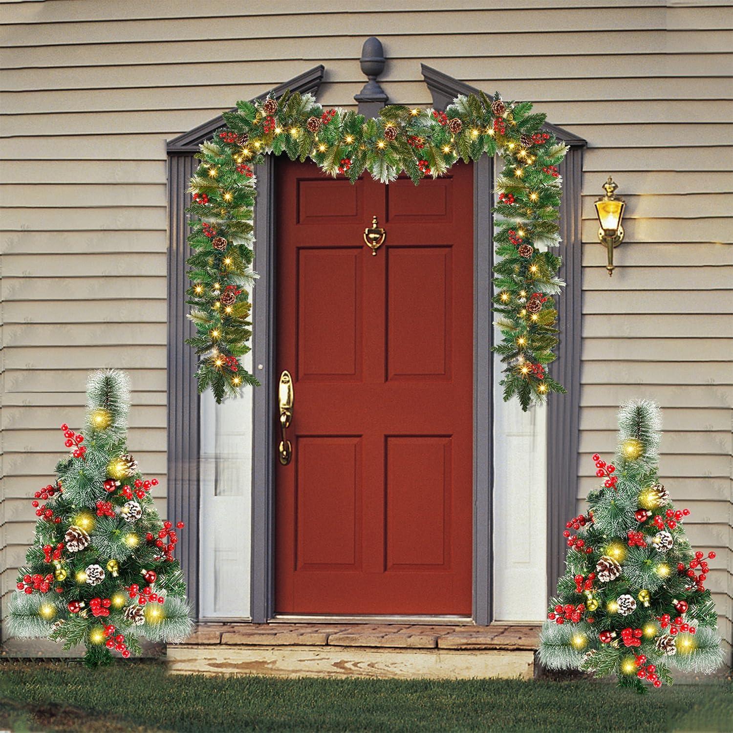 Juegoal 2 Árboles de Navidad Preiluminados 76 cm con 60 Luces LED