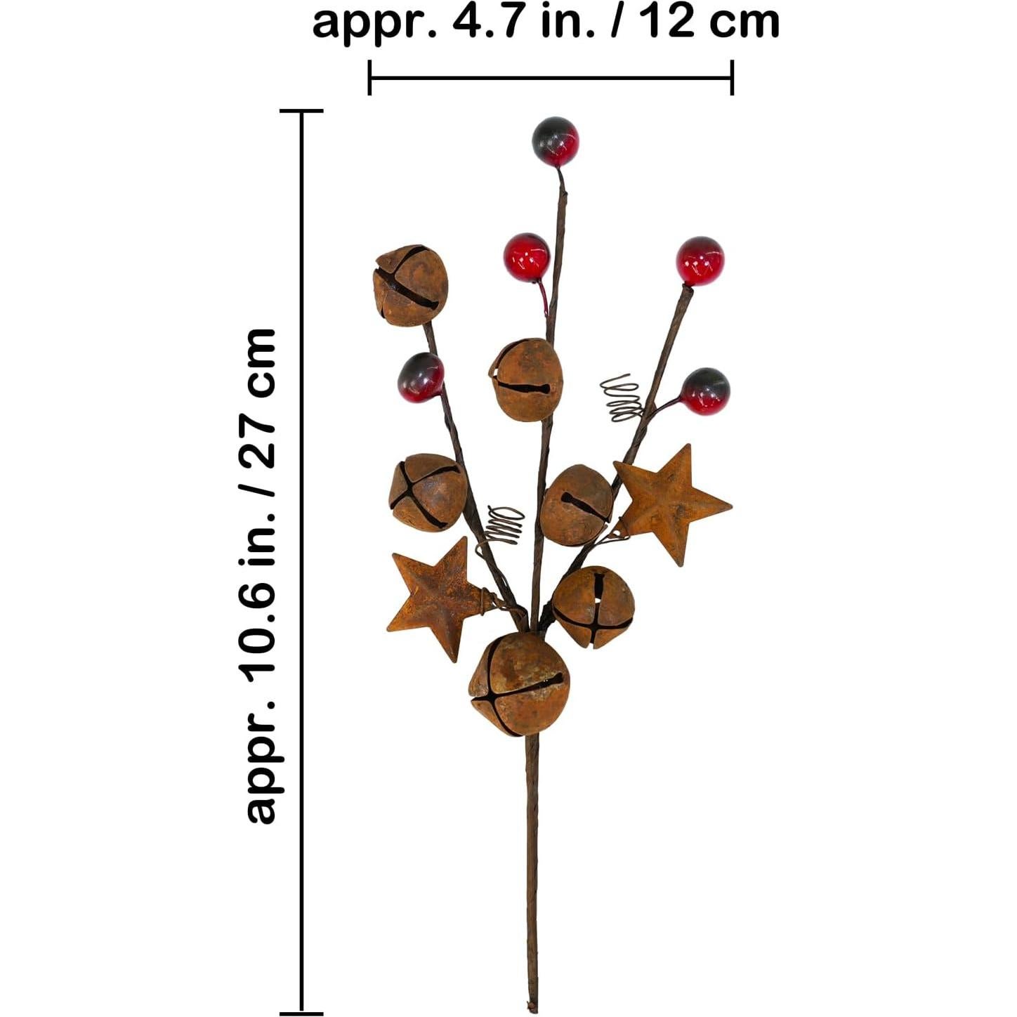 Ramo Floral Navideño Winlyn 6 Pcs Campanas y Estrellas Oxidadas