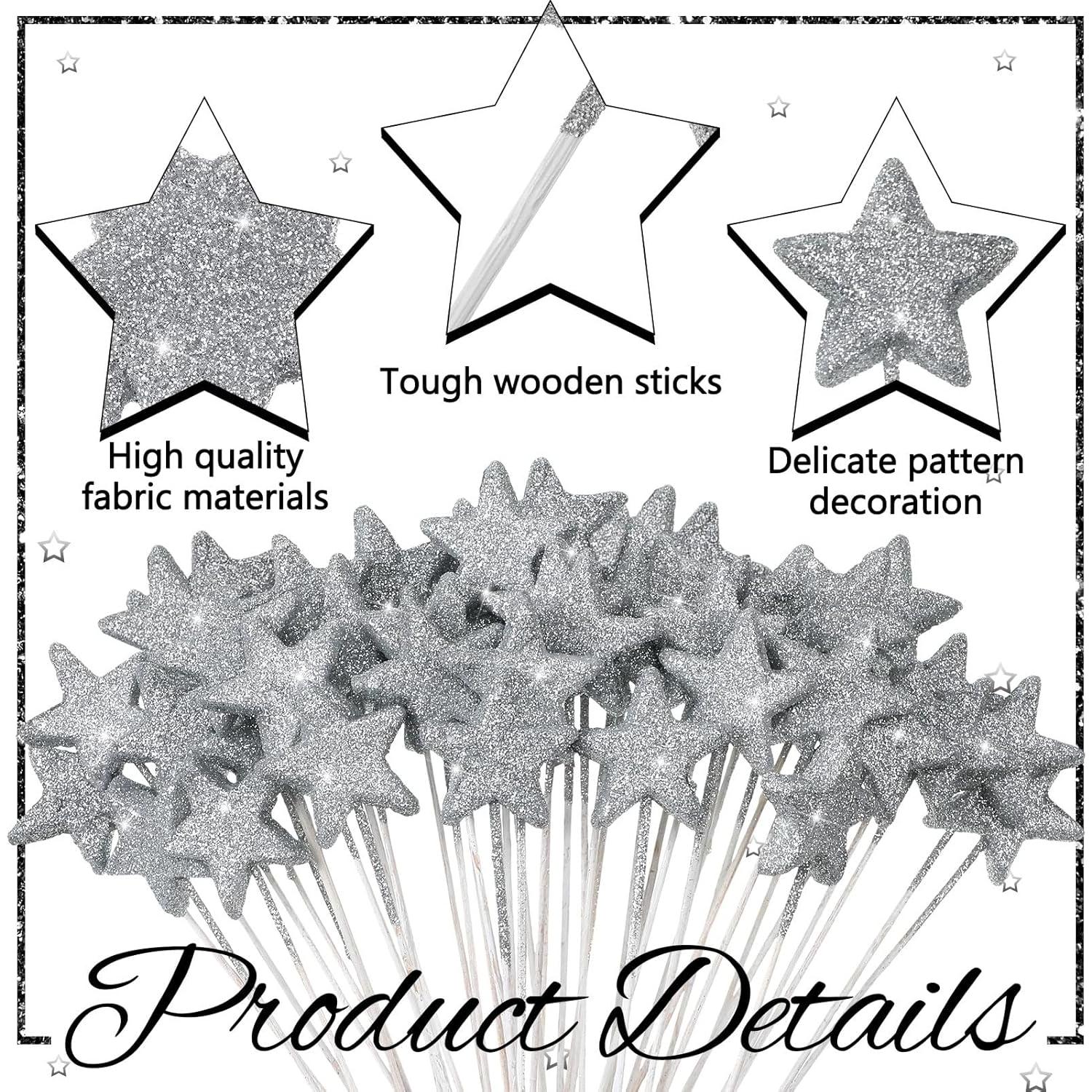 Palitos Florales Plateados Suzile 60 Pcs 20.32 cm Estrella