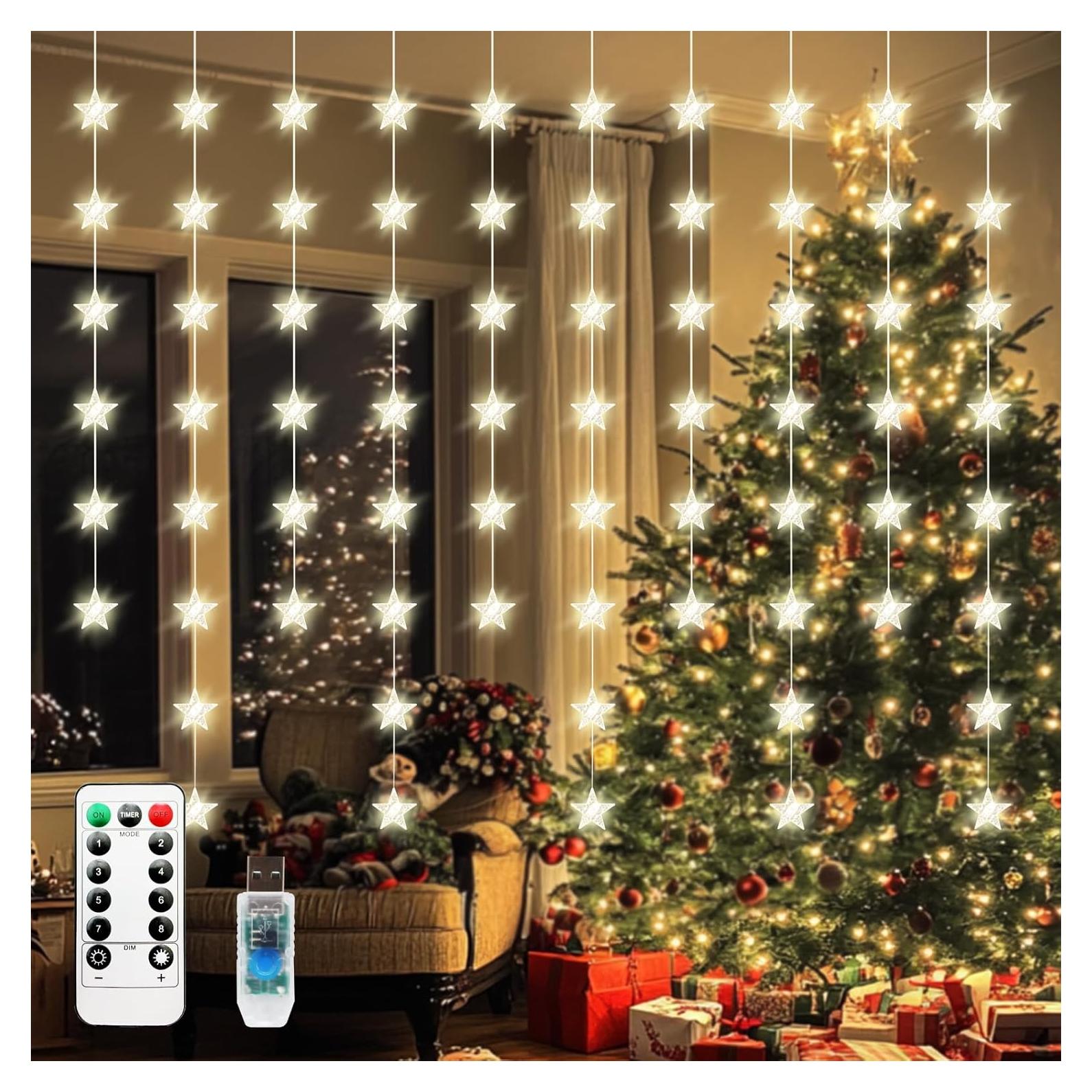 Luces de Cortina LED Patioman 3.05m 70 Estrellas Control Remoto