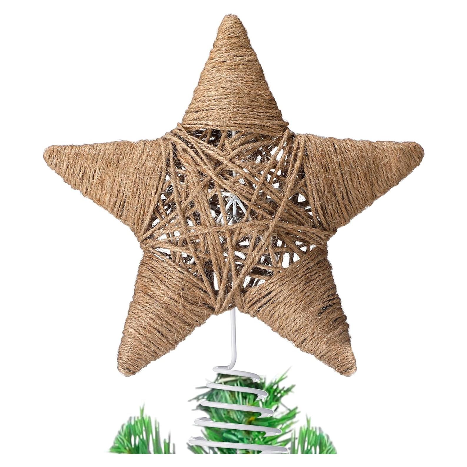Adorno de Árbol de Navidad Gejoy Estrella de Yute 24.5 cm