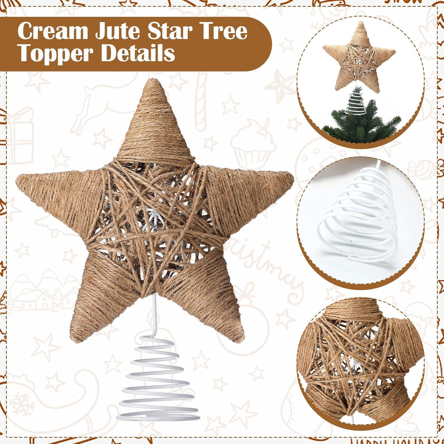 Adorno de Árbol de Navidad Gejoy Estrella de Yute 24.5 cm