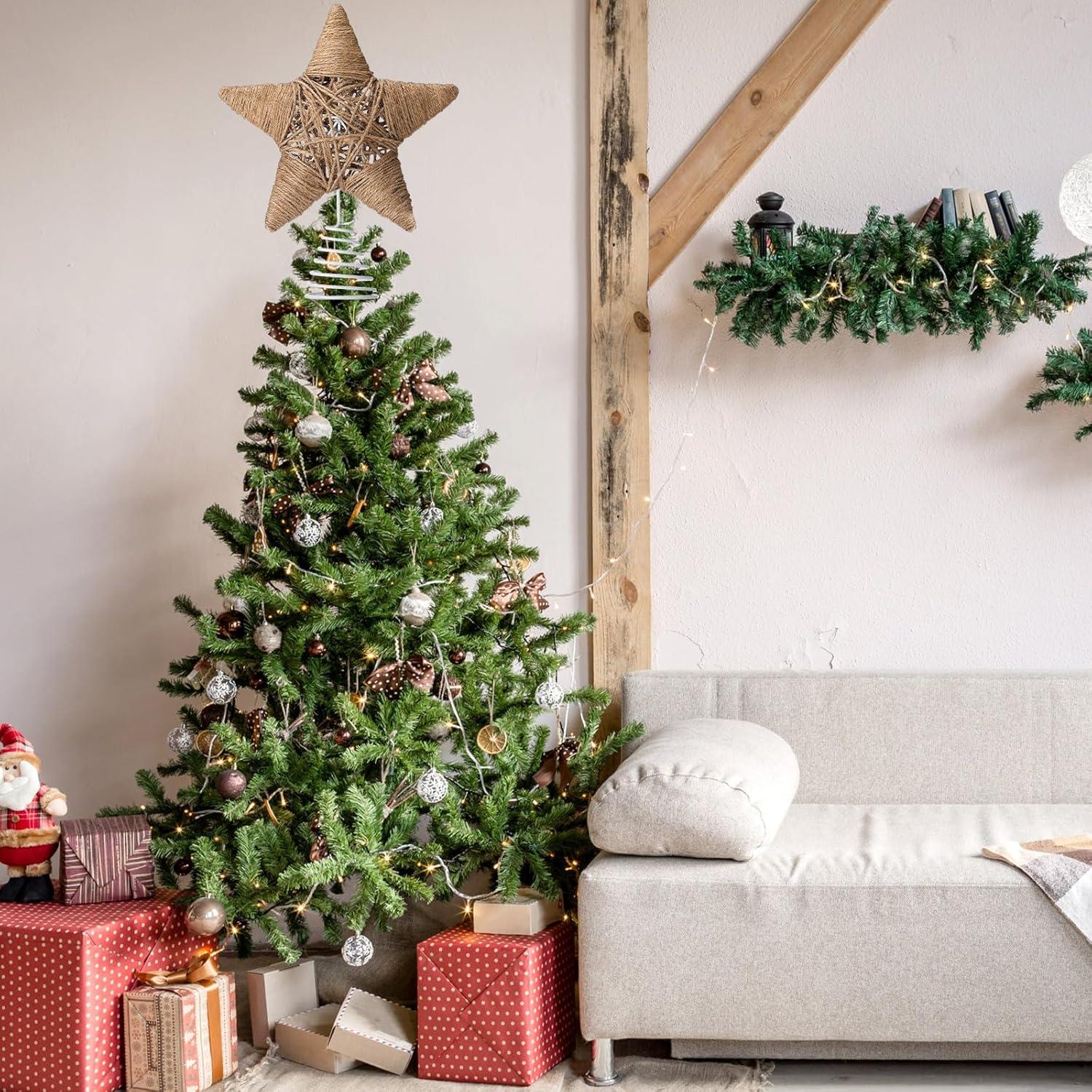 Adorno de Árbol de Navidad Gejoy Estrella de Yute 24.5 cm