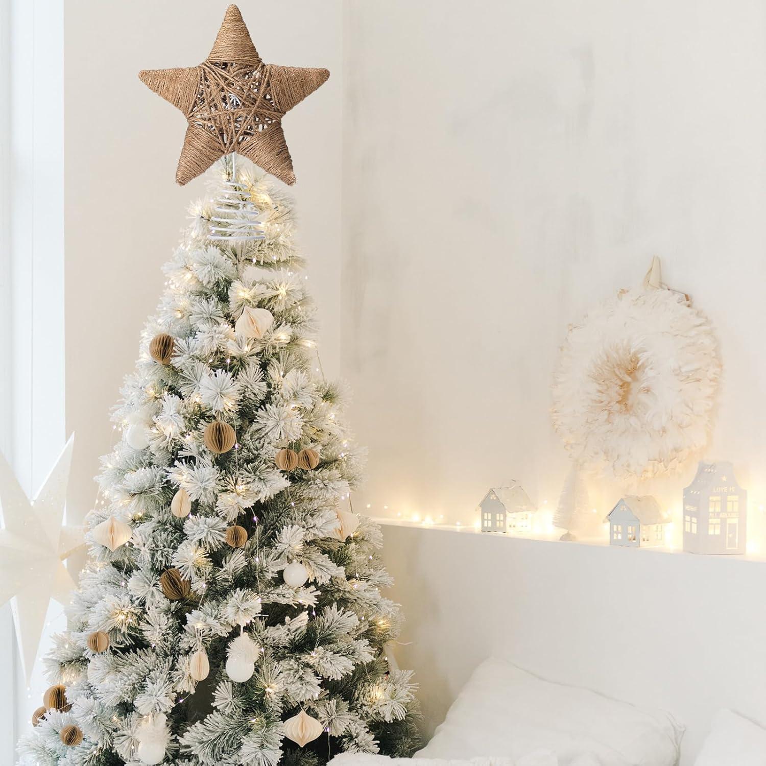 Adorno de Árbol de Navidad Gejoy Estrella de Yute 24.5 cm