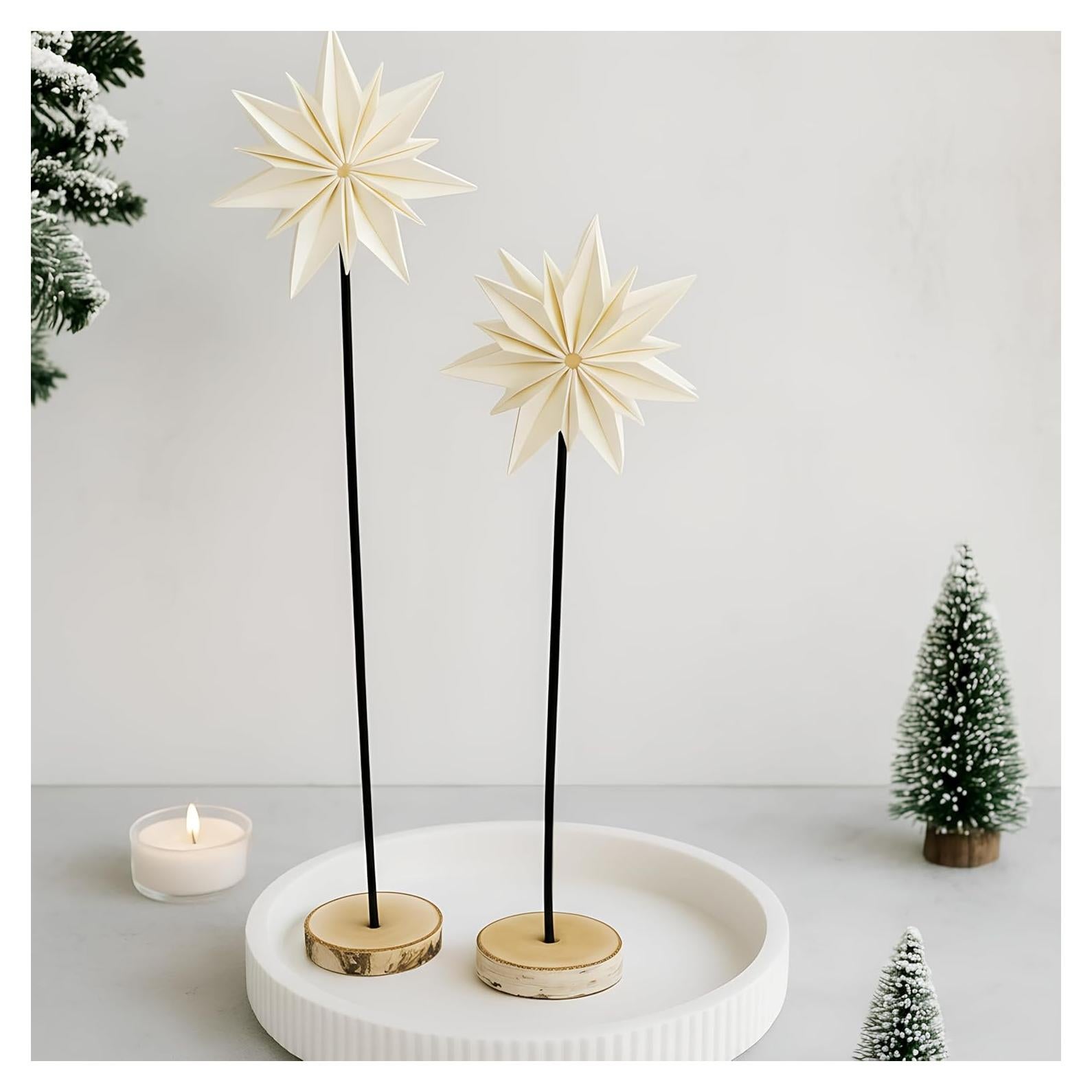 Pinkunn 2 Juegos Estrellas de Papel 3D para Decoración Navidad