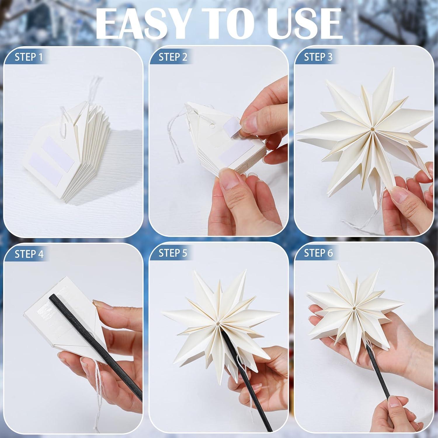 Pinkunn 2 Juegos Estrellas de Papel 3D para Decoración Navidad