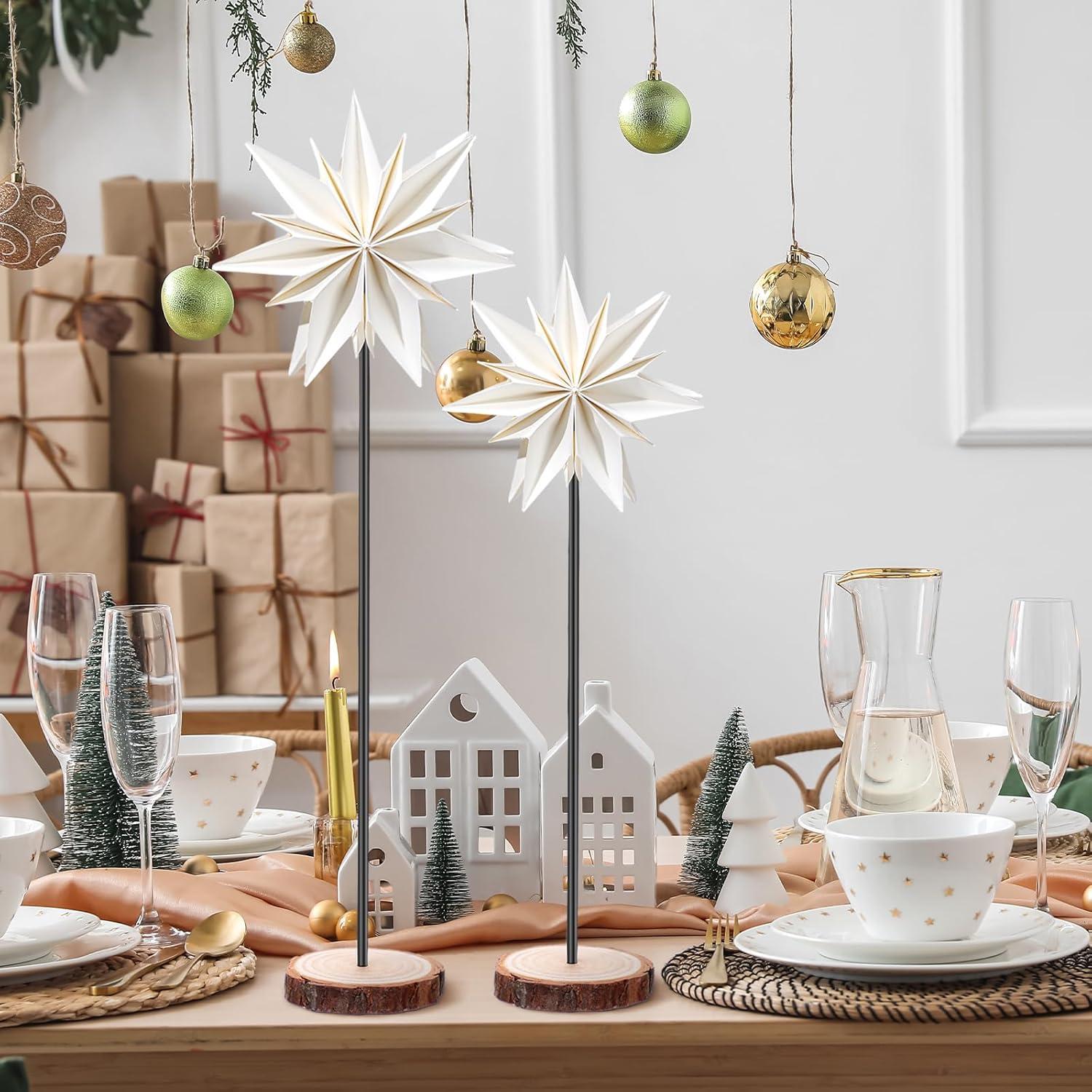 Pinkunn 2 Juegos Estrellas de Papel 3D para Decoración Navidad