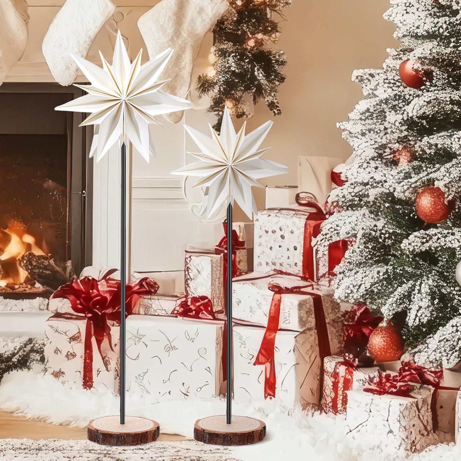 Pinkunn 2 Juegos Estrellas de Papel 3D para Decoración Navidad