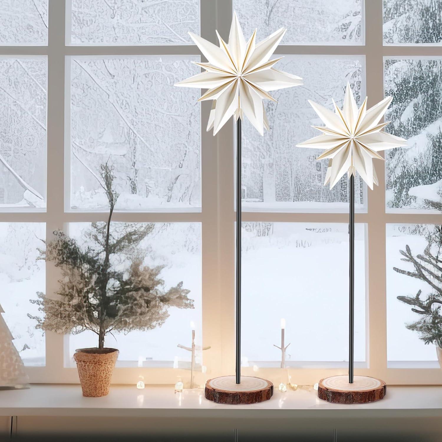 Pinkunn 2 Juegos Estrellas de Papel 3D para Decoración Navidad