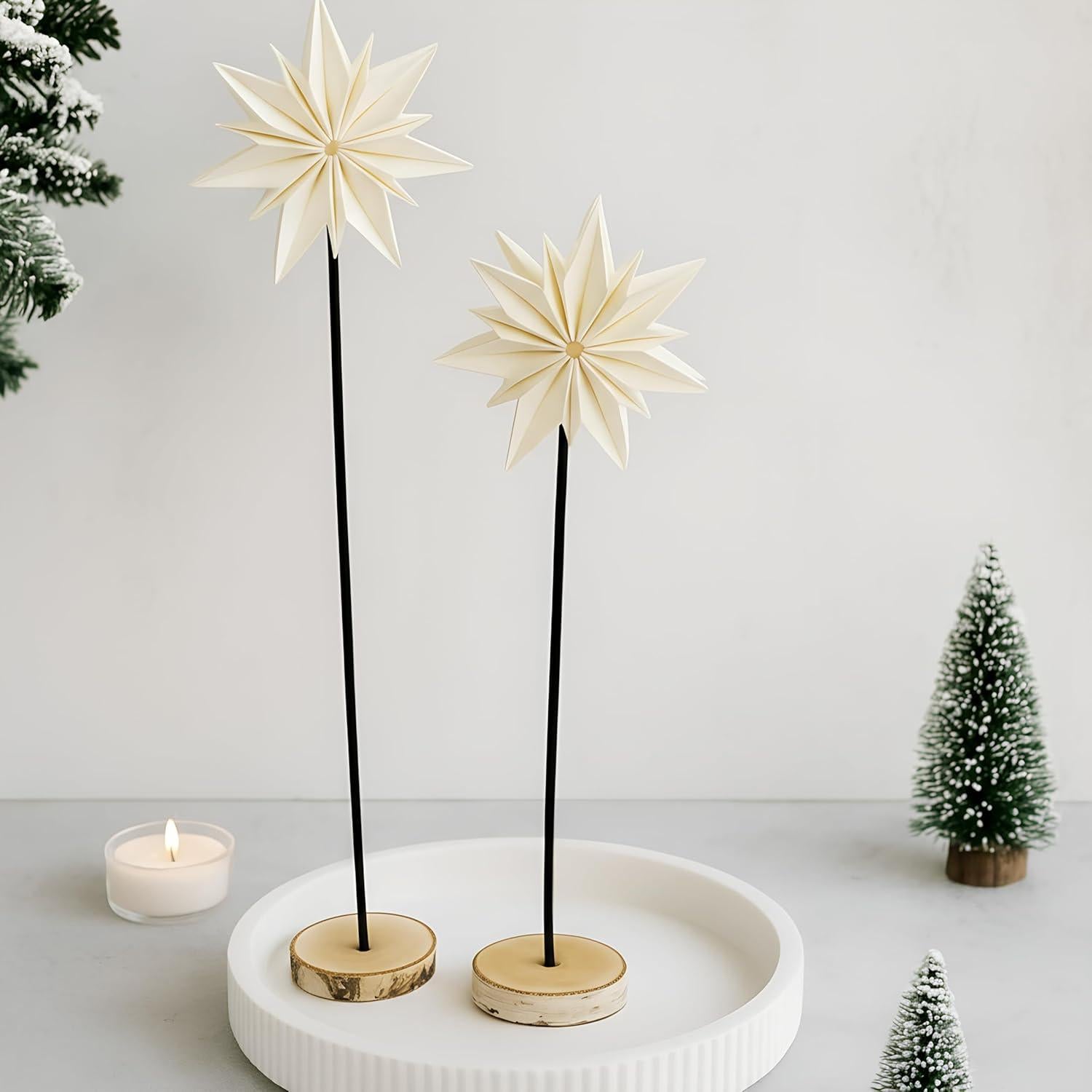 Pinkunn 2 Juegos Estrellas de Papel 3D para Decoración Navidad