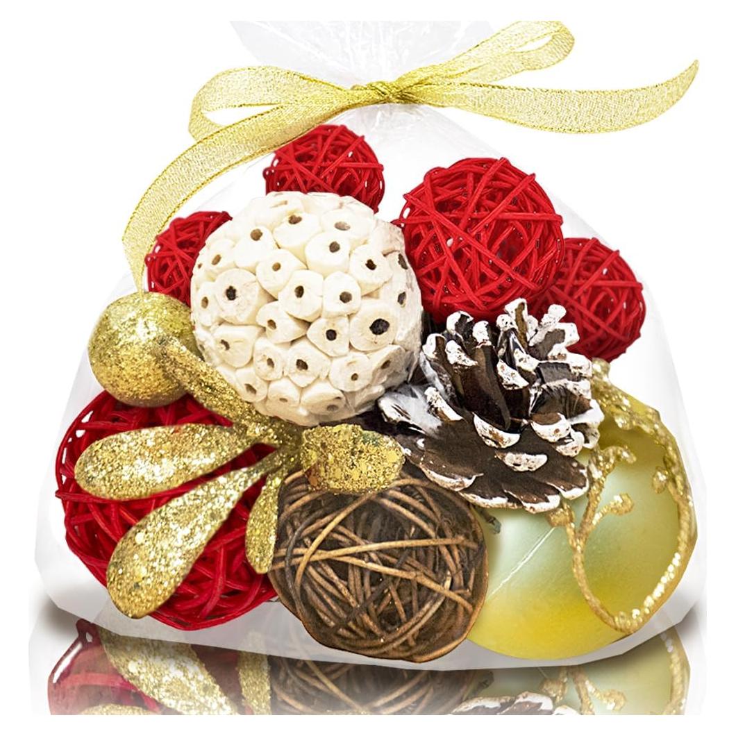Bolas Decorativas de Navidad Qingbei Rina - Ratan Dorado 16cm