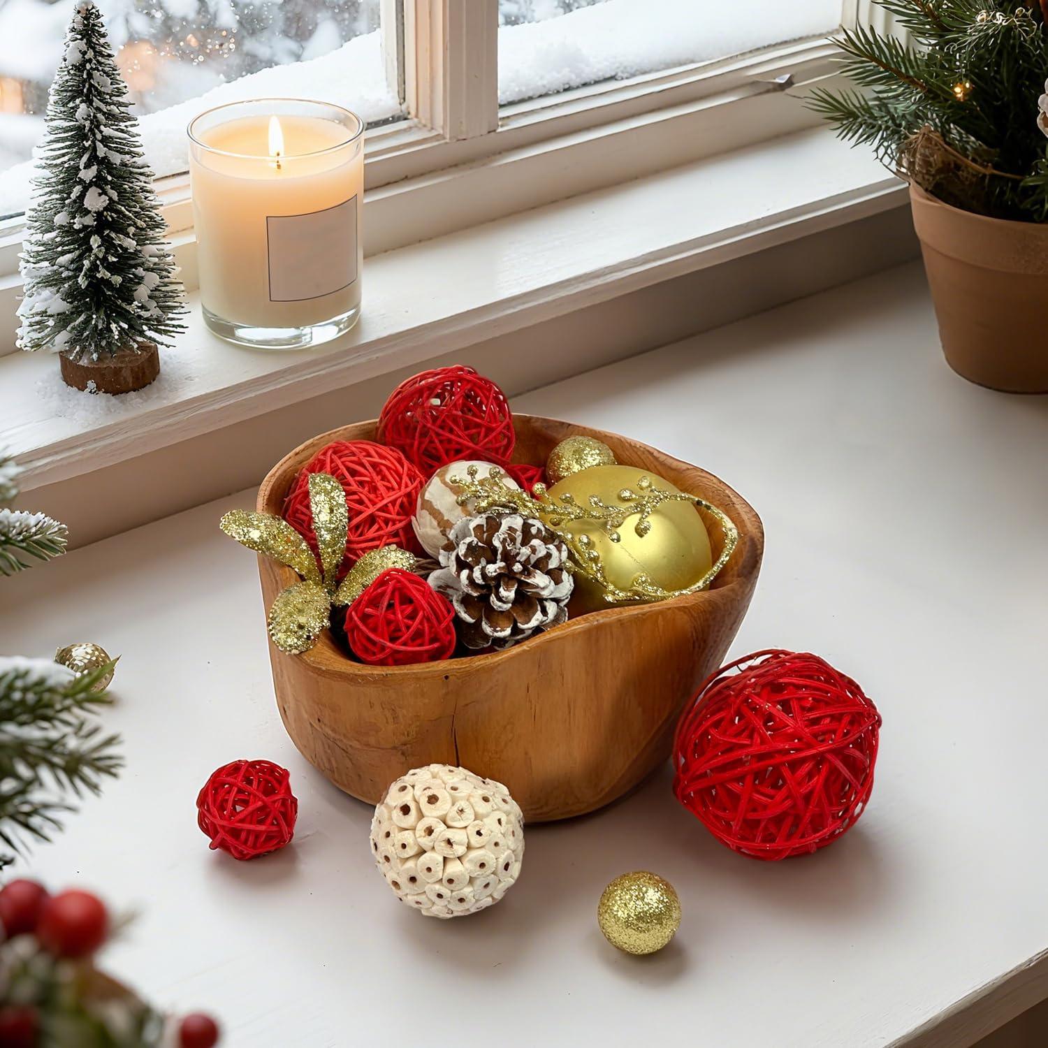 Bolas Decorativas de Navidad Qingbei Rina - Ratan Dorado 16cm