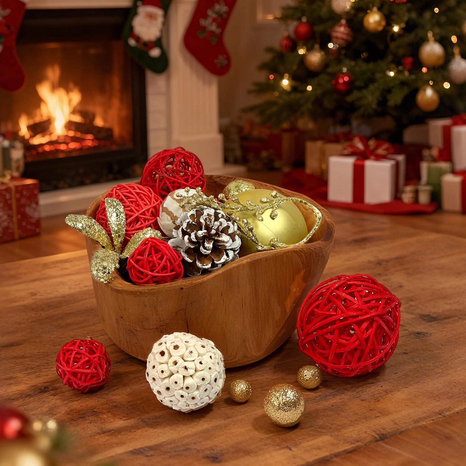 Bolas Decorativas de Navidad Qingbei Rina - Ratan Dorado 16cm