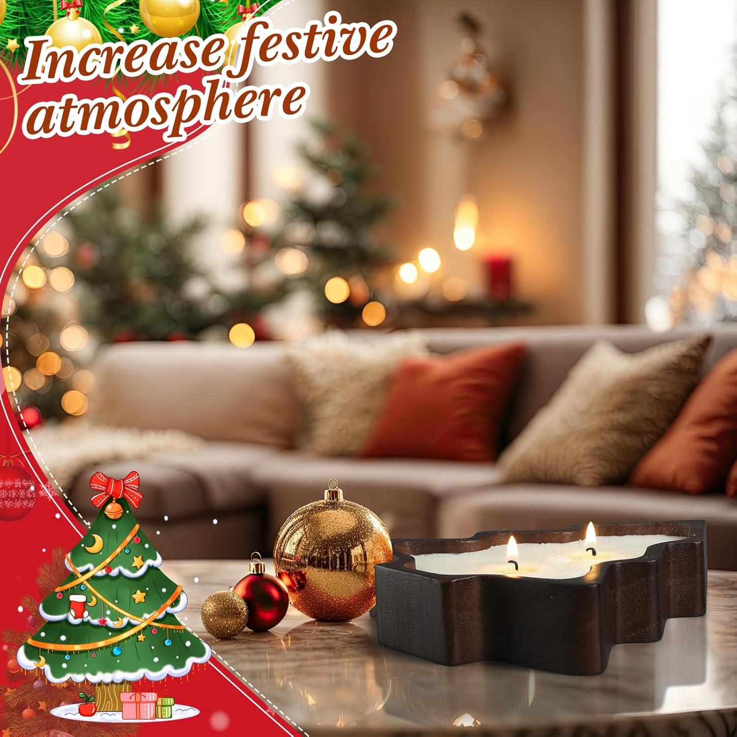 8 Tazones de Madera Paulownia Jingmore para Velas Navidad