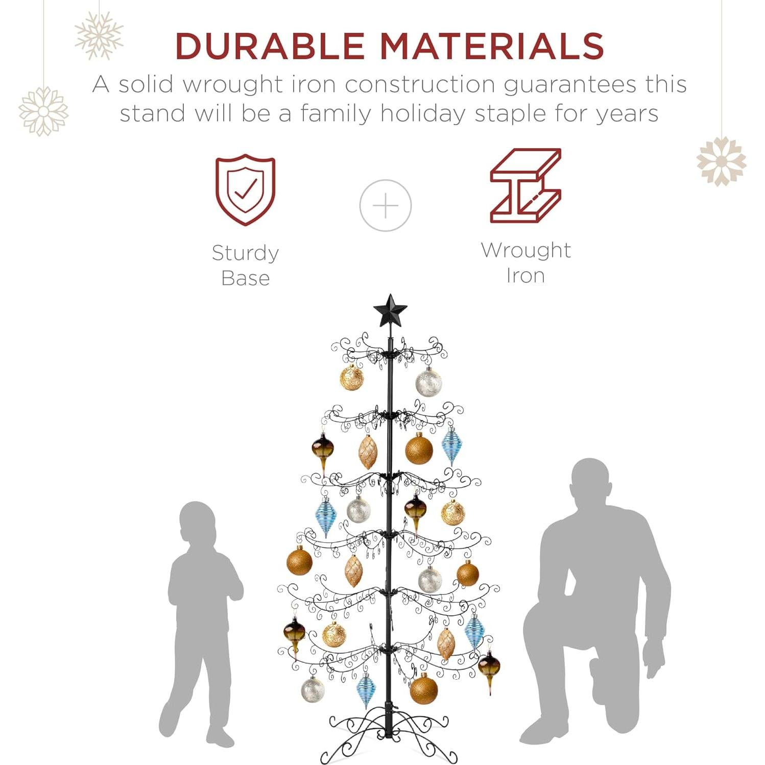 Árbol de Navidad Plegable 182 cm Hierro Forjado Negro Mejor Opción