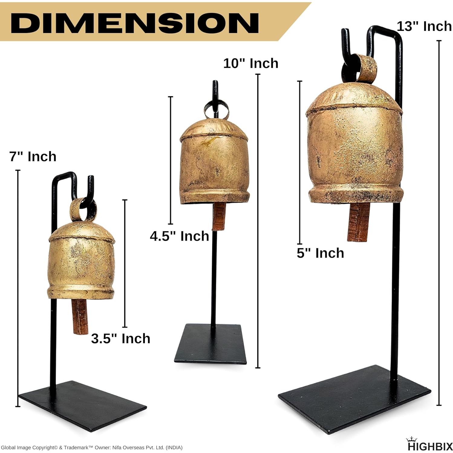 Juego de 3 Campanas de Vaca Vintage Hechas a Mano HIGHBIX