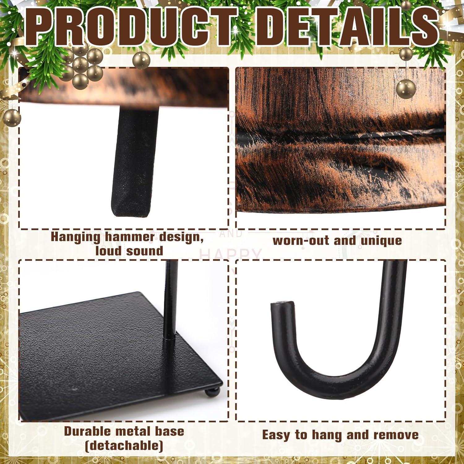 Campanas Decorativas de Navidad Vintage 3 Pcs con Soporte Metal