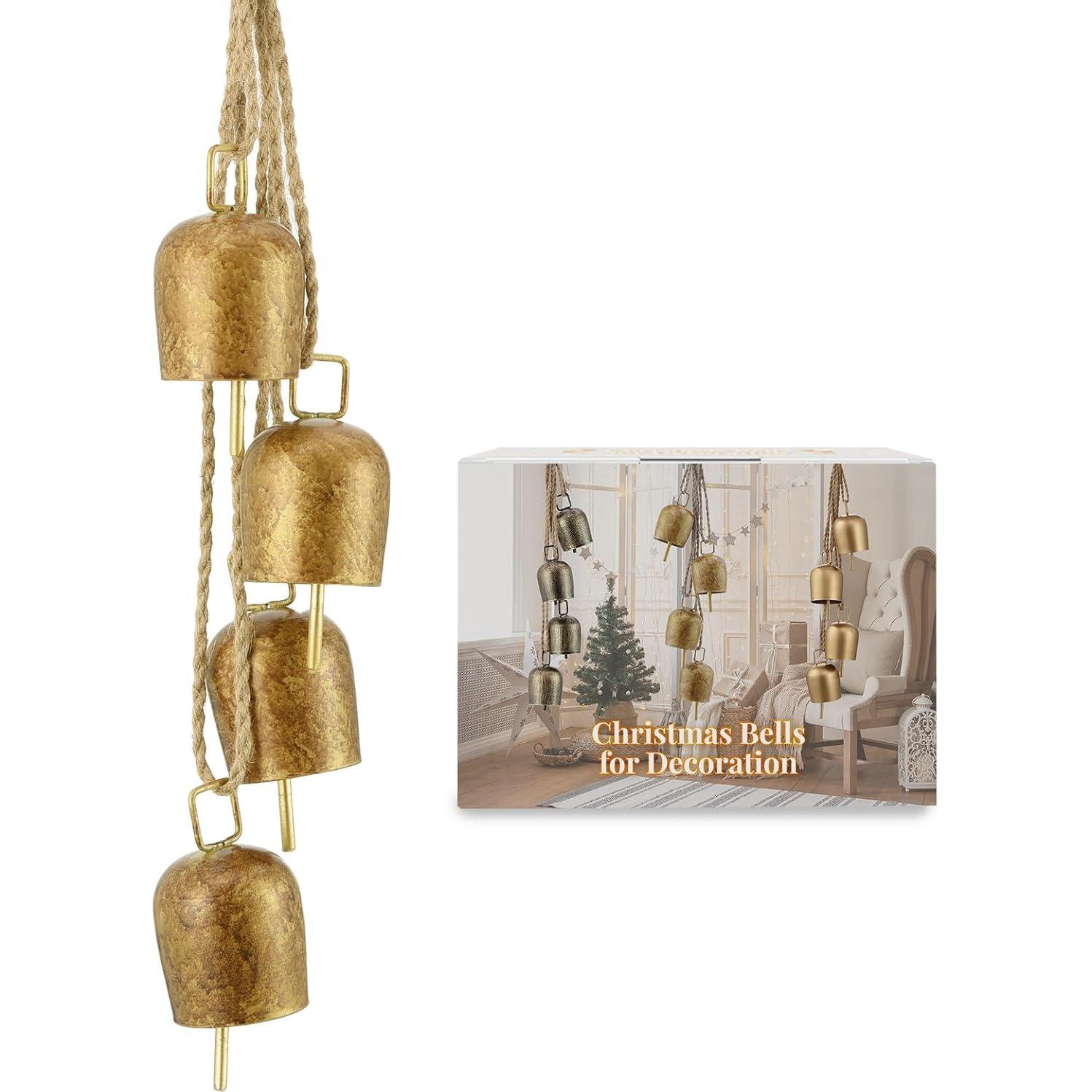Campanas Vintage de Metal Dorado Vuskly - Set de 4, 4.3 x 43.2 cm