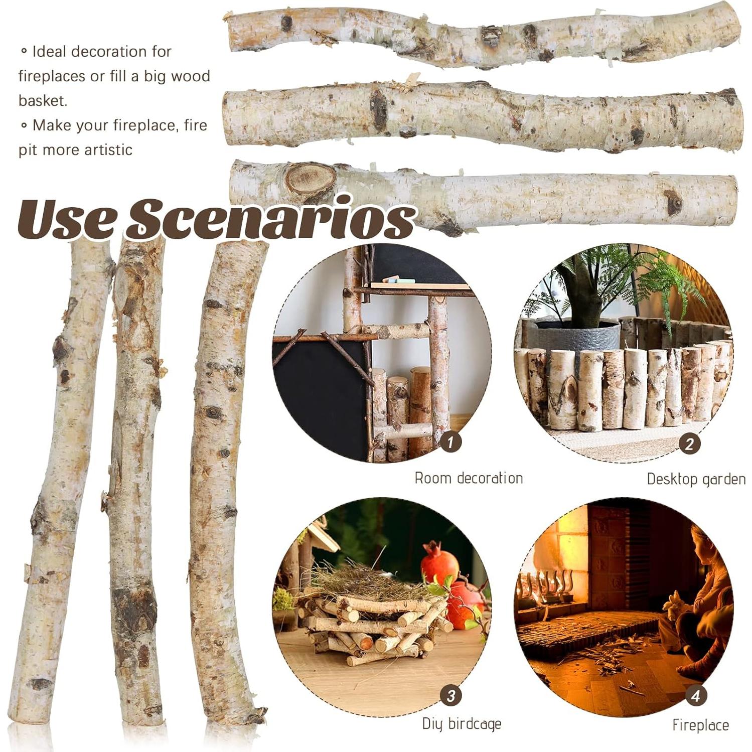6 Troncos de Abedul Natural para Chimenea Uplama 30 cm