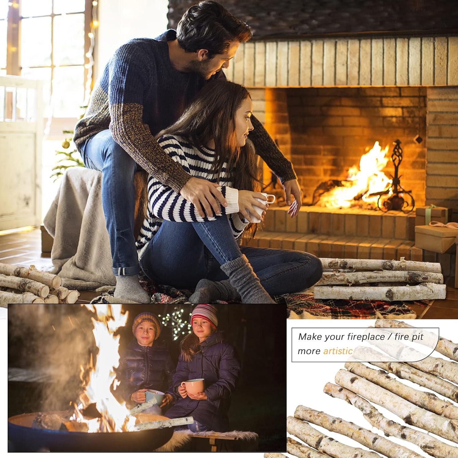 6 Troncos de Abedul Natural para Chimenea Uplama 30 cm