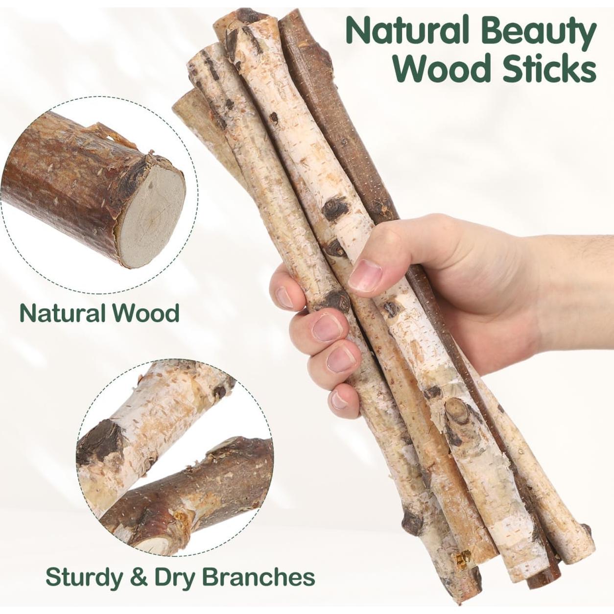 Set de 6 Palos de Madera de Abedul VILLCASE 30cm para Manualidades