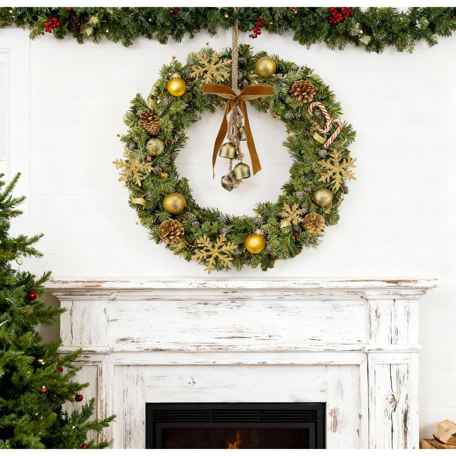 Campanas Navideñas Rústicas Lukmaa 2 Pcs con Lazos de Terciopelo