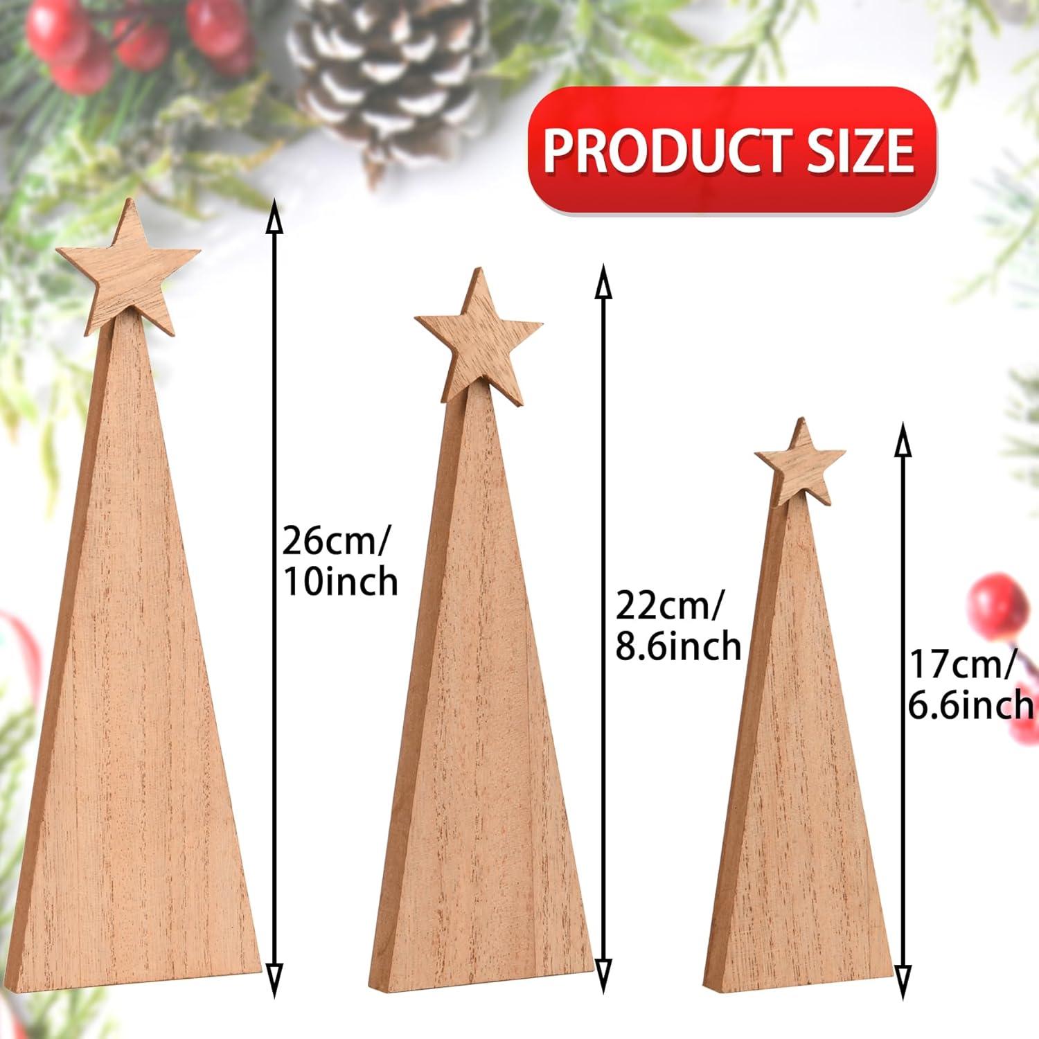 3 Piezas Decoración de Árbol de Navidad Madera Estilo Granja