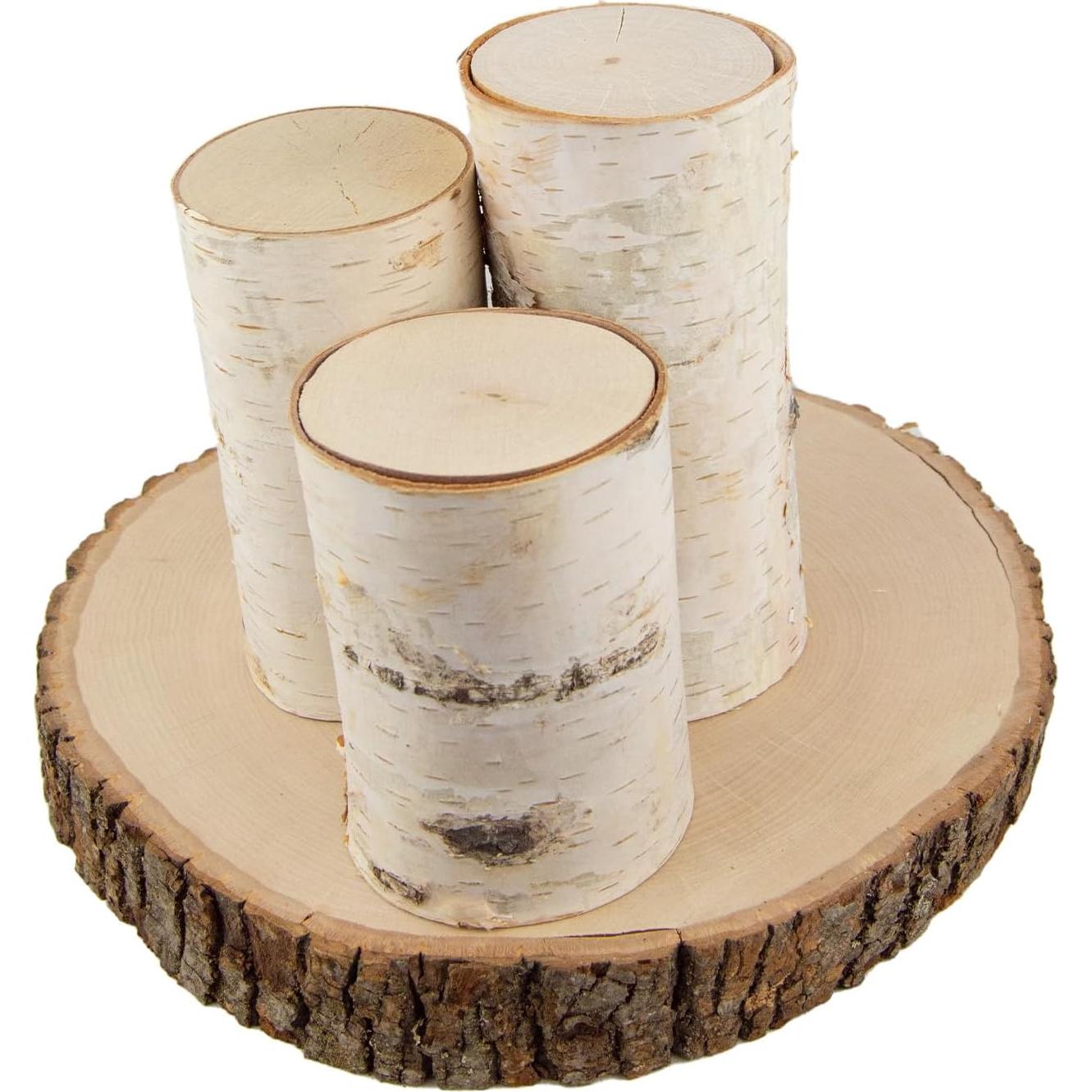 Set de 3 Pilares de Abedul Blanco Wilson - 7.6, 12.7 y 17.8 cm