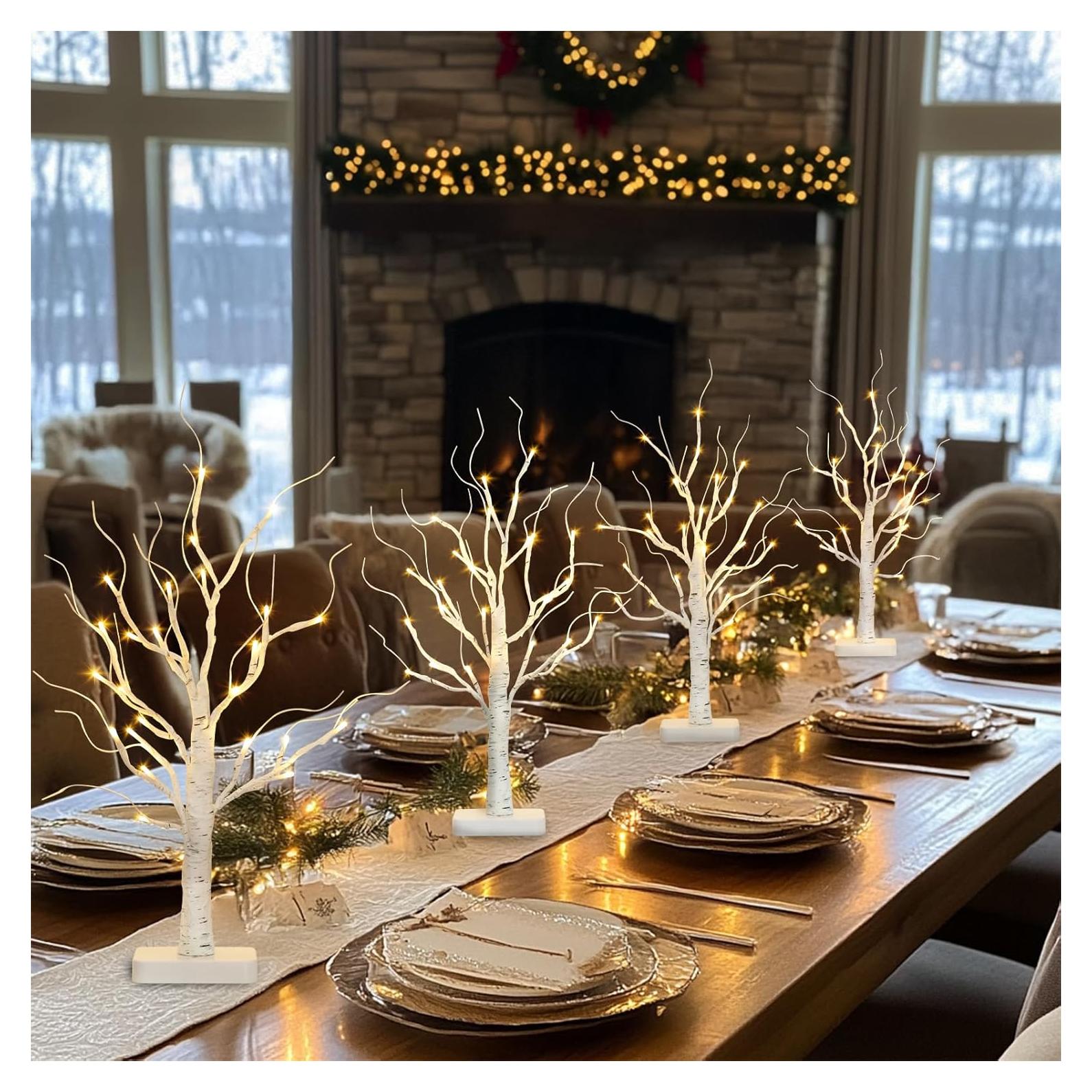 Árbol de Abedul Iluminado PABIPABI - Set de 4 con 24 Luces LED