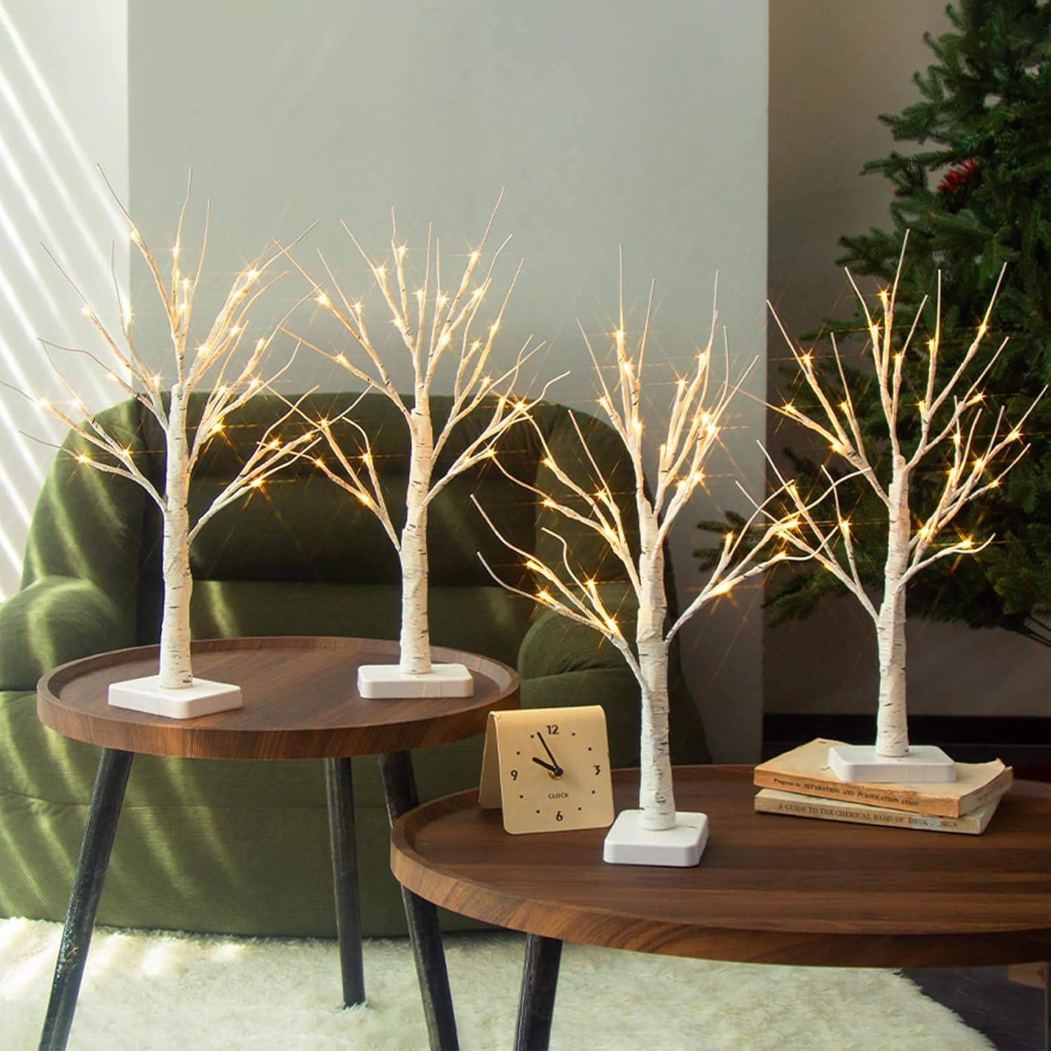 Árbol de Abedul Iluminado PABIPABI - Set de 4 con 24 Luces LED