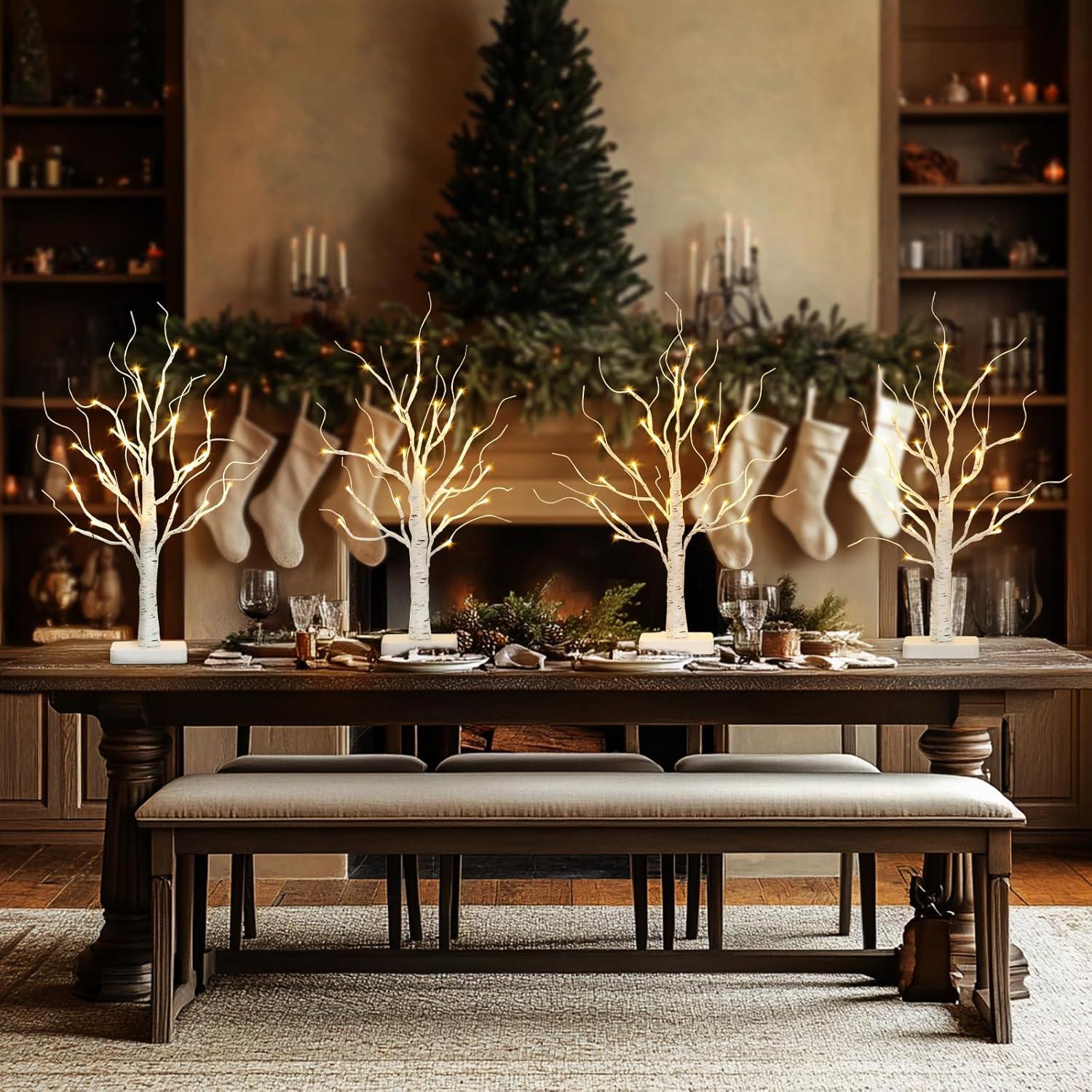 Árbol de Abedul Iluminado PABIPABI - Set de 4 con 24 Luces LED