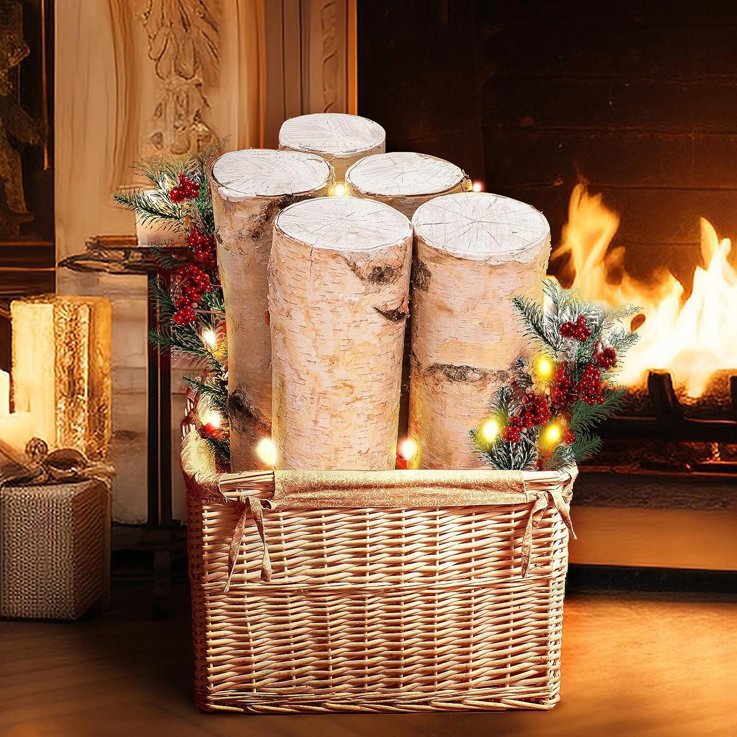 Registros de Abedul Grandes para Decoración de Chimenea - Juego de 5