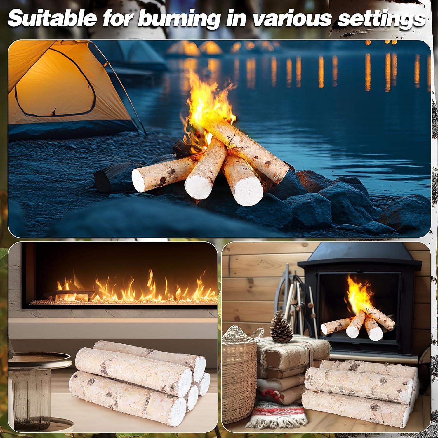 Registros de Abedul Grandes para Decoración de Chimenea - Juego de 5