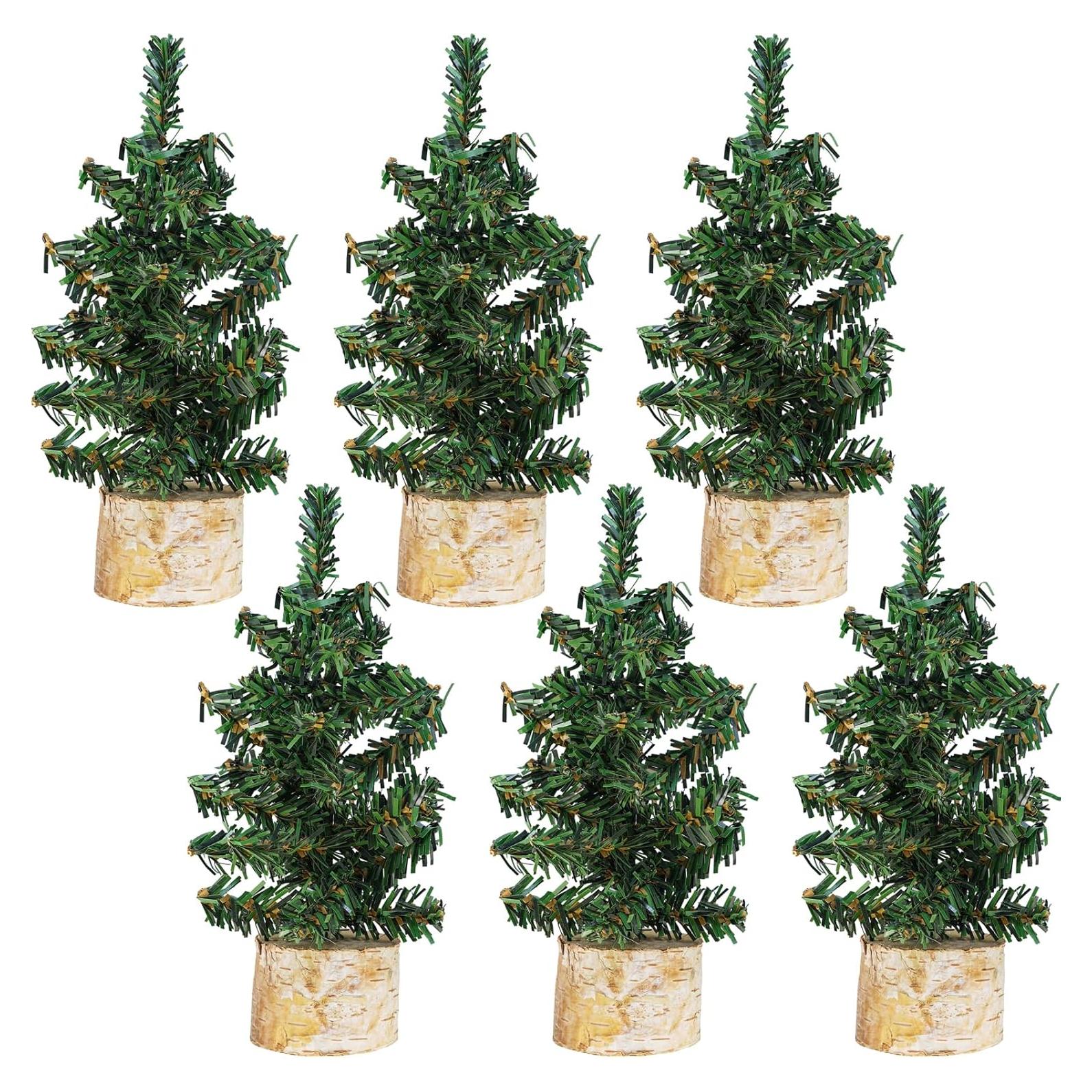 Conjunto 6 Mini Árboles de Navidad Winlyn 20 cm Pino Artificial