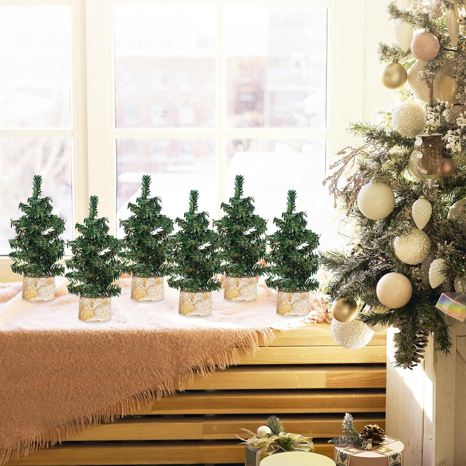 Conjunto 6 Mini Árboles de Navidad Winlyn 20 cm Pino Artificial