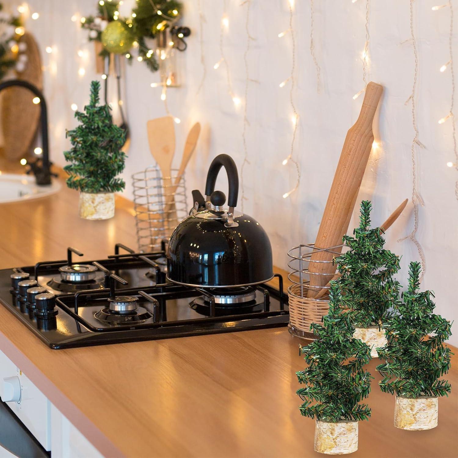 Conjunto 6 Mini Árboles de Navidad Winlyn 20 cm Pino Artificial