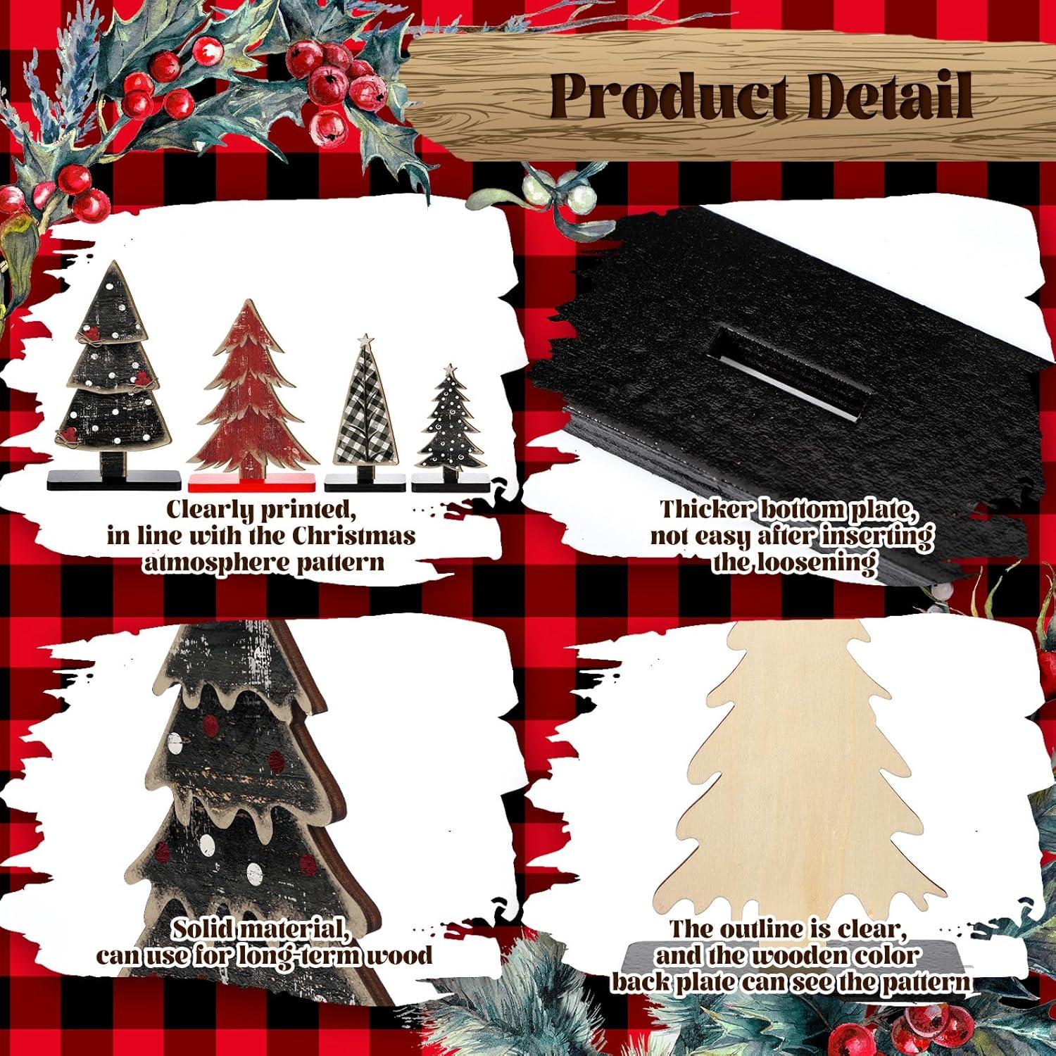 Conjunto 8 Piezas Decoración Árboles de Navidad Moucuny Madera