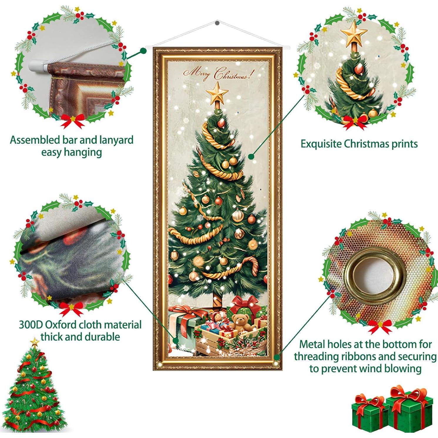 4 Banderas de Navidad Vintage Aovaely 99x40 cm Decorativas