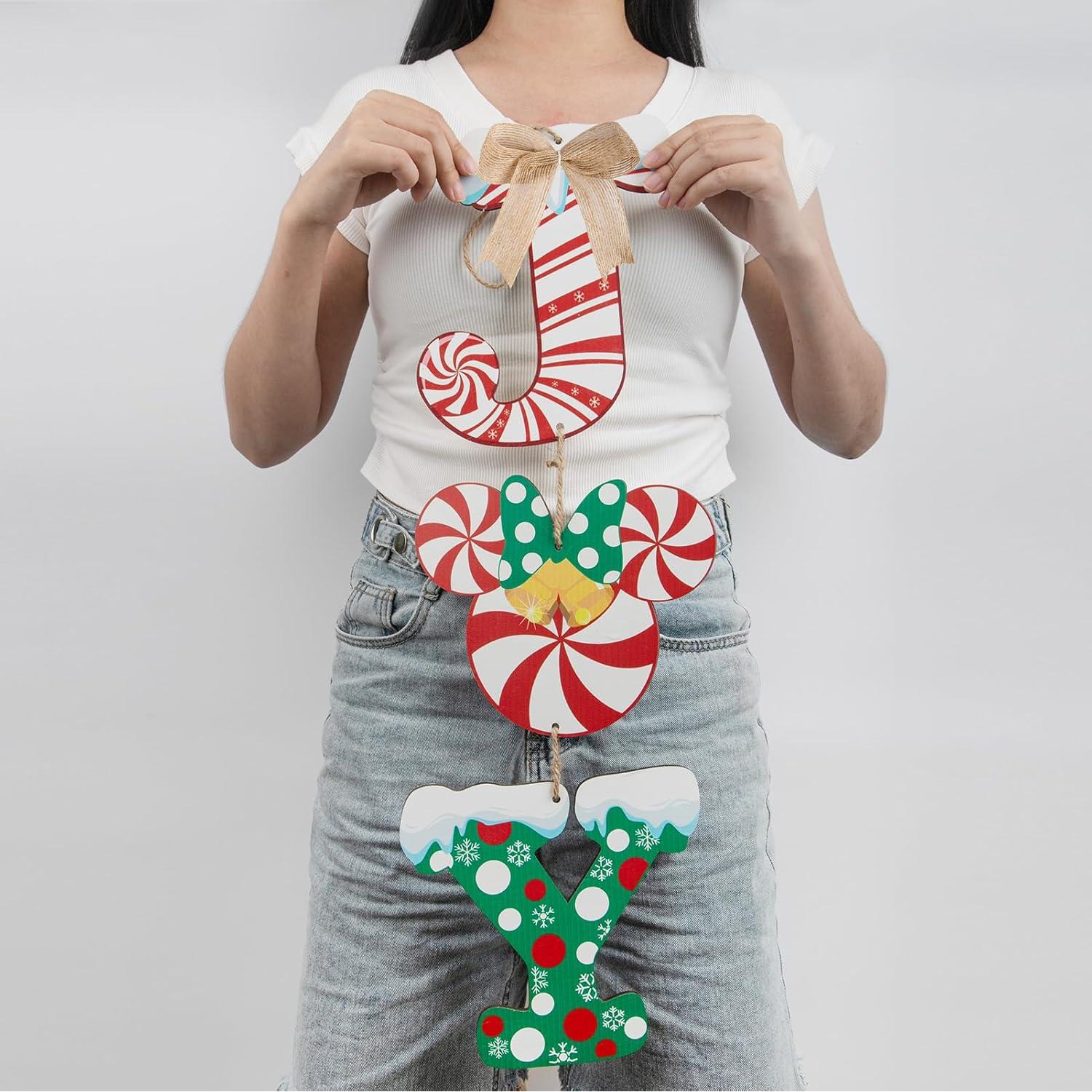 Cartel Colgante de Madera ALEGRÍA Navideña 20.1x62.5 cm