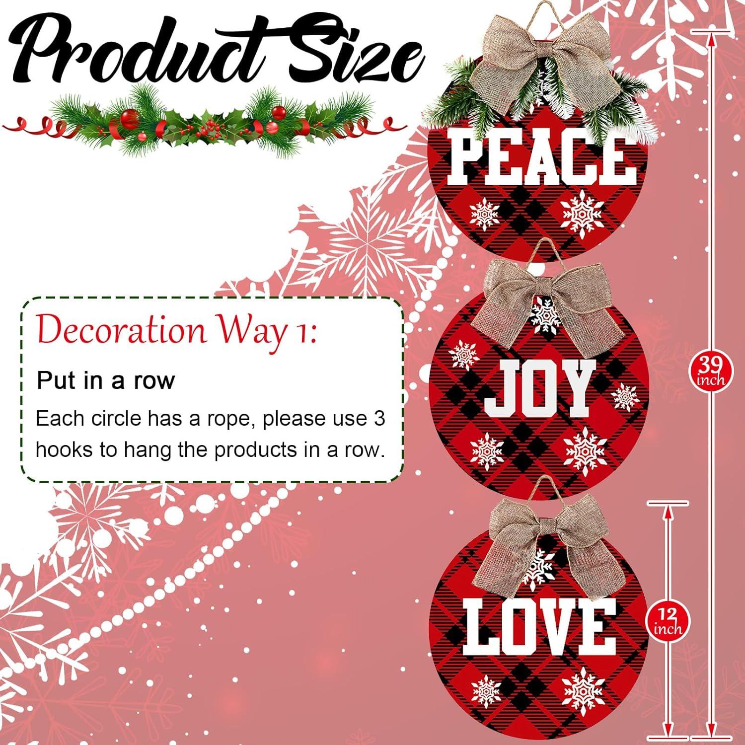 3 Piezas Decoraciones Colgantes Navidad Hicarer Signo Paz Amor